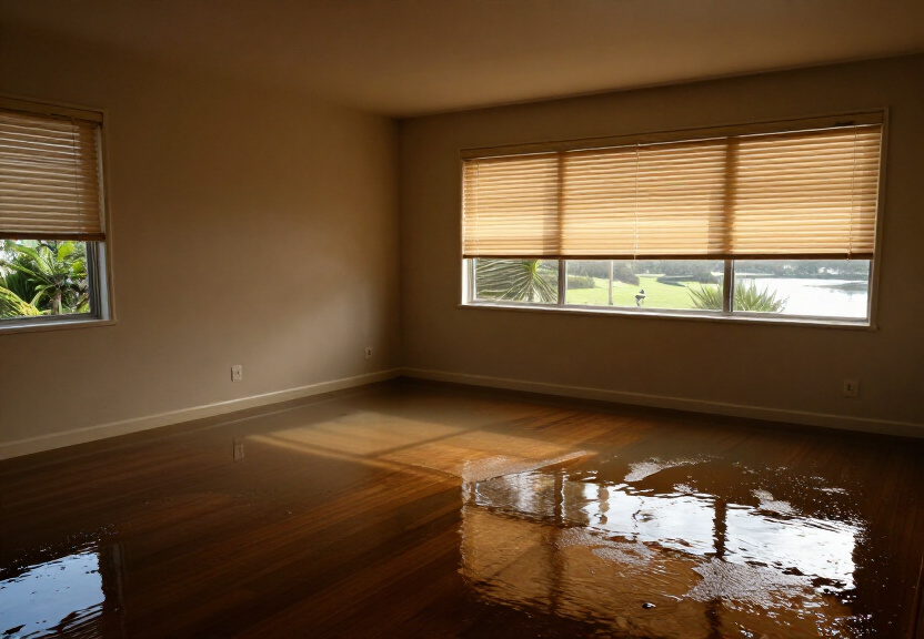 Waterlogged storage area in a Collaroy Beach restaurant with damaged inventory